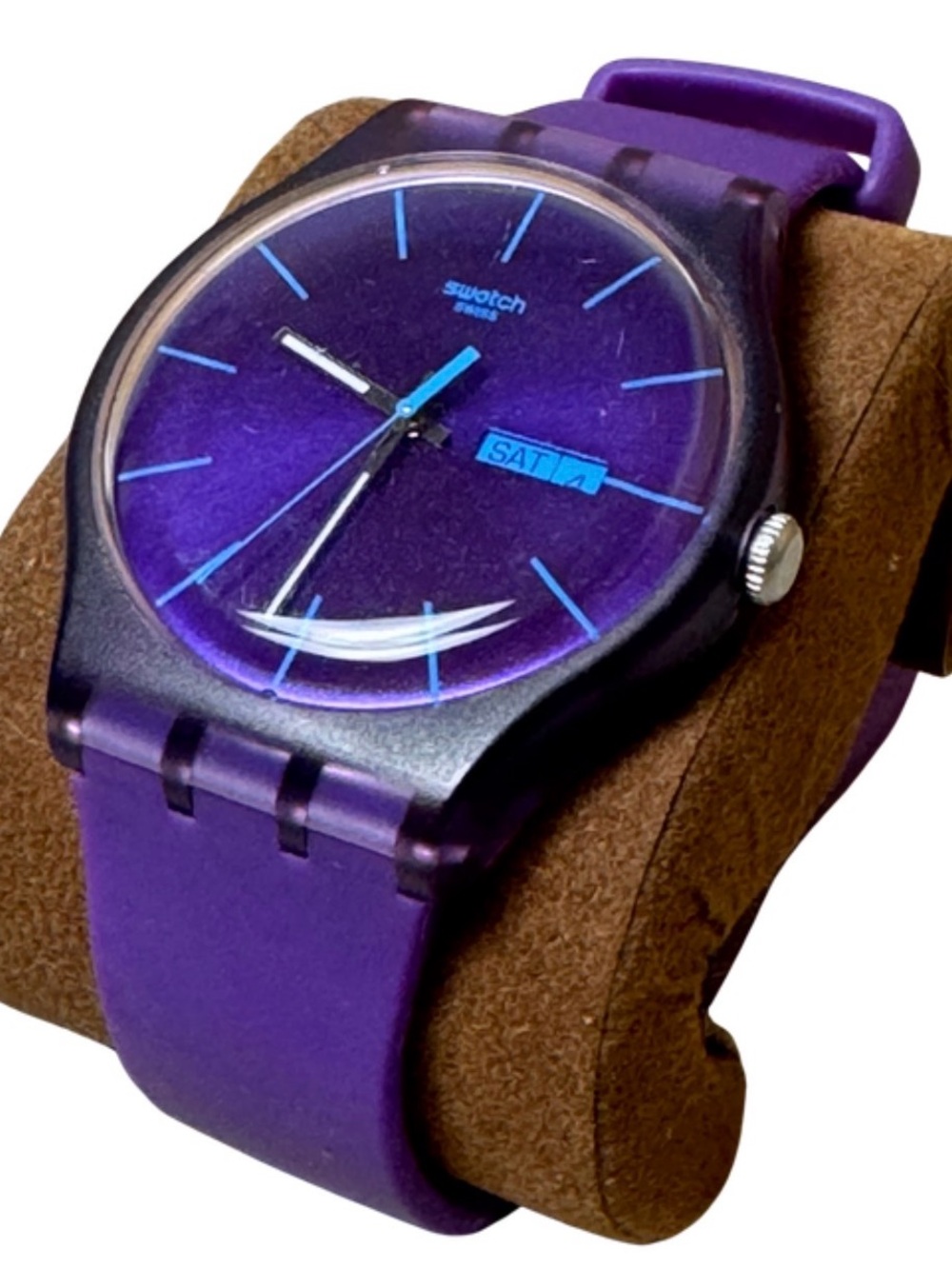 Swatch Men's Purple Rebel Watch SUON700 2010 New Gent 42mm